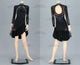Black custom made rumba dancing costumes casual swing dance team gowns fringe LD-SG2158