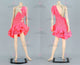 Pink custom made rumba dancing costumes customized salsa stage gowns lace LD-SG2178