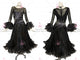 Black plus size tango dance competition dresses plus size ballroom competition gowns flower BD-SG3839
