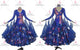 Blue contemporary Smooth dancing costumes female ballroom practice gowns satin BD-SG4017