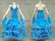 Blue newest prom performance gowns elegant ballroom dance costumes satin BD-SG4377