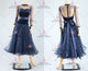 Blue sexy Smooth dancing costumes juvenile tango dance competition gowns sequin BD-SG4083