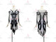 Black And White inexpensive rumba dancing clothing hot sale rhythm dance competition dresses feather LD-SG1937