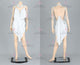 White custom made rumba dancing costumes long salsa performance dresses sequin LD-SG2169