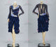 Blue customized rumba dancing costumes wedding swing stage costumes fringe LD-SG2142