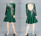Green customized rumba dancing costumes hand-tailored latin dancesport gowns velvet LD-SG2137