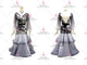 Silver contemporary Smooth dancing costumes long prom performance gowns feather BD-SG3976