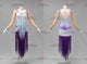 Purple And White custom made rumba dancing costumes sparkling latin dance team clothing crystal LD-SG2202