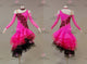 Black And Pink tailor made rumba dancing costumes spandex rhythm stage gowns lace LD-SG2276