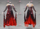 Black And Red fashion prom performance gowns spandex tango dance gowns flower BD-SG4353