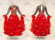 Red short waltz dance gowns made to order Smooth competition costumes lace BD-SG4201