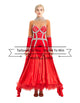 Red With Rhinestone Long Sleeve Ballroom Dance Competition Dresses SD-BD11