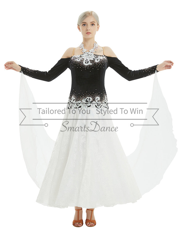 Black And White Halter Ballroom Dance Dresses SD BD51 Smarts Dance