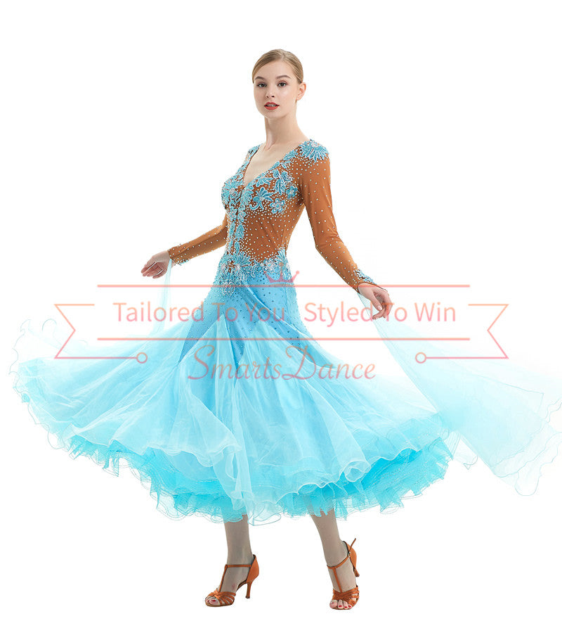 V Neckline Tiered Ballroom Standard Dress SD-BD28 Smarts Dance V Neckline Tiered Ballroom Standard Dress SD-BD28 Smarts Dance