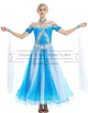 Blue And White Off The Shoulder Ballroom Waltz Dance Gowns SD-BD50
