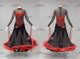 Black And Red long waltz dance gowns contemporary tango practice dresses applique BD-SG4273