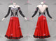 Black And Red classic waltz dance gowns modern prom performance gowns feather BD-SG4132