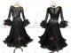 Black plus size tango dance competition dresses plus size ballroom competition gowns flower BD-SG3839
