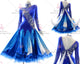 Blue big size tango dance competition dresses womens waltz stage dresses applique BD-SG3950