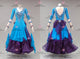 Blue And Purple long waltz dance gowns unique tango stage dresses flower BD-SG4257