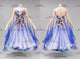 Blue And White long prom performance gowns shine tango dance competition dresses lace BD-SG4284