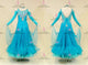 Blue short waltz dance gowns lady tango competition dresses lace BD-SG4189