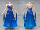 Blue long prom performance gowns prom Standard dance team dresses crystal BD-SG4292