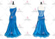Blue contemporary Smooth dancing costumes girls tango competition gowns crystal BD-SG4015