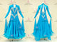 Blue classic waltz dance gowns spandex tango champion dresses feather BD-SG4156