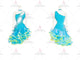 Blue elegant rumba dancing clothing contemporary latin practice gowns chiffon LD-SG2019