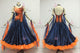Blue And Orange luxurious prom dancing dresses female ballroom dancesport costumes boutique BD-SG3587