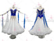 Blue And White retail ballroom champion costumes feather prom dancing gowns factory BD-SG3398