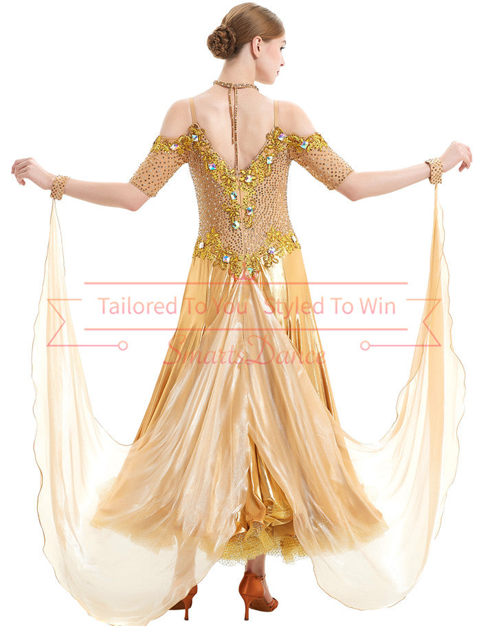 Golden Champion Ballroom Dresses With Short Sleeves SD-BD29 Smarts Dance Golden Champion Ballroom Dresses With Short Sleeves SD-BD29 Smarts Dance