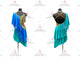 Blue And Green hot sale rhythm dance dresses high quality rumba stage skirts sequin LD-SG2398