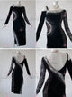 Black customized rumba dancing clothing bespoke latin practice costumes rhinestones LD-SG2126