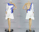 Blue And White customized rumba dancing costumes harmony rhythm practice gowns tassels LD-SG2141