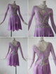 Purple customized rumba dancing clothing lady latin dance competition skirts beads LD-SG2121
