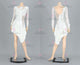 White custom made rumba dancing costumes cheap rumba competition dresses feather LD-SG2181