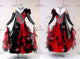 Black And Red short waltz dance gowns personalize Smooth competition dresses feather BD-SG4204