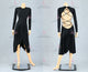 Black custom made rumba dancing costumes stoned rumba stage gowns chiffon LD-SG2191