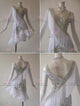 White customized rumba dancing costumes sparkly swing dancesport skirts satin LD-SG2131