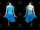 Blue custom rumba dancing clothing lyrical salsa dance team clothing rhinestones LD-SG2084