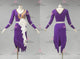 Purple And White custom made rumba dancing costumes lyrical salsa dancesport dresses applique LD-SG2207