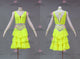 Yellow custom made rumba dancing costumes girls rumba champion clothing velvet LD-SG2210