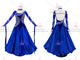 Blue simple ballroom champion costumes rhinestone waltz dance team dresses store BD-SG3473