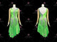 Green custom rumba dancing clothing inexpensive rhythm competition costumes feather LD-SG2051