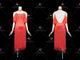 Red custom rumba dancing clothing unique rhythm dance competition costumes applique LD-SG2063