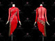 Red custom rumba dancing clothing tailored rhythm competition skirts flower LD-SG2074