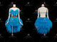 Blue custom rumba dancing clothing womens salsa practice costumes fringe LD-SG2086