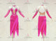 Pink custom made rumba dancing costumes womens swing dancewear feather LD-SG2209